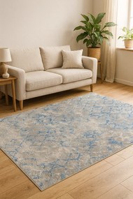 Niebiesko-szary dywan w nowoczesną kratkę B6-N79