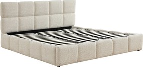 Łóżko ze skrzynią 200 x 200 cm –Tkanina z bukli – Beżowy - DILUDO