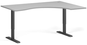Ergonomiczne biurko z regulacją wysokości, 160x120 cm, 2 silniki, L/P, czarna podstawa, szary