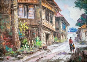 Obraz filipińskiej wioski, Azja (70x50 cm)