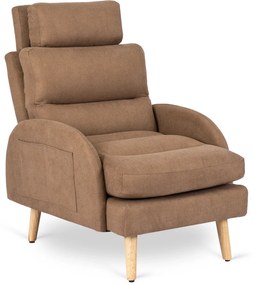 Fotel Wypoczynkowy HENRY z Podnóżkiem Brązowy Nowoczesny Loftowy