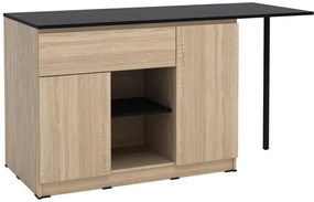 Wyspa kuchenna 2-drzwiowa z 1 szufladą i 2 wnękami - Naturalny i czarny - TUNORI