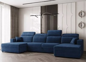 Narożnik Maniro U – duża sofa narożna w kształcie U z funkcją spania i pojemnikiem na pościel