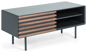 Czarna szafka pod TV w dekorze orzecha 120x48,5x45 cm Kesia – Kave Home