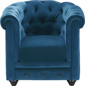 Fotel CHESTERFIELD - Welur w odcieniu morskim