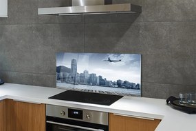 Panel nad Blat Kuchenny Samolot nad Miejskimi Chmurami