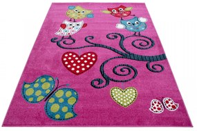 Dywan dziecięcy Kids Sówki fioletowy 80 cm x 150 cm