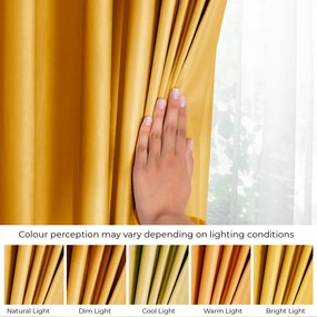 Żółta aksamitna zasłona częściowo zaciemniająca (dimout) 140x245 cm Eyelets – Restilo