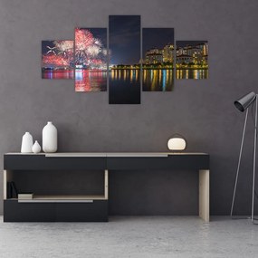 Obraz fajerwerków w Singapurze (125x70 cm)