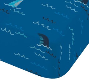 Niebieskie prześcieradło dziecięce jednoosobowe z gumką 90x190 cm Jawsome Shark – Catherine Lansfield