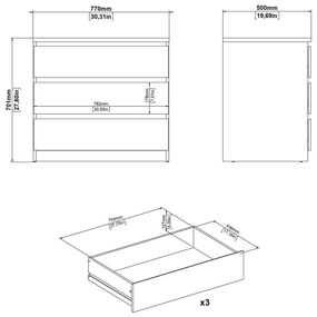 Komoda w dekorze dębu w naturalnym kolorze 77x70x50 cm Naia – Tvilum