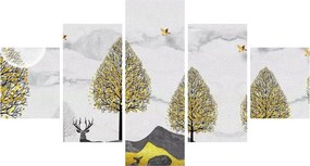 Obraz malowanych jeleni (125x70 cm)