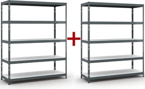 Regał półkowy 1+1 GRATIS, 1966x1600x600 mm, nośność 350 kg