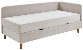 Beżowe tapicerowane łóżko jednoosobowe ze schowkiem 90x200 cm Cabana – Meise Möbel
