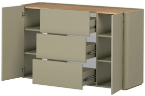 Komoda Elivo 150 cm z szufladami - eukaliptus / dąb baltic dune