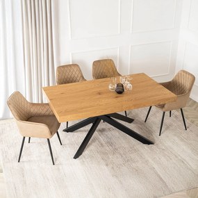 Industrialny stół rozkładany Hampton 160-240 cm, kolor dąb złoty/czarny