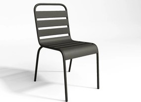 Metalowa jadalnia ogrodowa - stół dł.160 cm z 2 sztaplowanymi fotelami i 4 sztaplowanymi krzesłami - Ciemnoszary - MIRMANDE