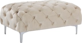 Puf chesterfield z beżowego weluru - EDWINA