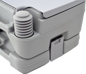 HOMCOM Toaleta zewnętrzna, przenośna, z zbiornikiem na odpady i zbiornikiem do spłukiwania, z plastiku, z pokrywą, Szara
