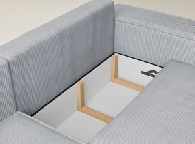 Szary sztruksowy rozkładany/ze schowkiem narożnik (lewostronny/w kształcie litery L) Tonga – Maison de Rêve
