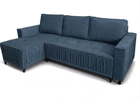 Elegancki narożnik lewostronny rozkładany VIKI 238x143cm, w tkaninie MONOLITH  76 niebieskiej