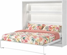 Pionowy biały tapczan z półką 160x200 L4-L68