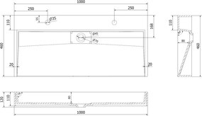Mexen Ava umywalka nablatowa z konglomeratu 2/O 100 x 46 cm, czarna - 23011072