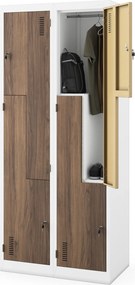 Szafa socjalna czterokomorowa Eco Design Julia, 80x45x185 cm, biały/orzech