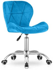 Zestaw do biura – składany stół ZARIMO 80×40 cm biały + krzesło biurowe AVOLA VELVET niebieskie