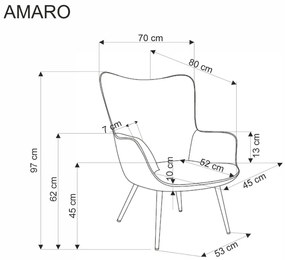 Fotel tapicerowany AMARO kremowy HALMAR