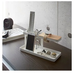 Biały stojak wielofunkcyjny z detalem z drewna bukowego YAMAZAKI Tower Desk Bar