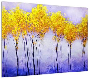 Obraz na szkle żółtych drzew (70x50 cm)