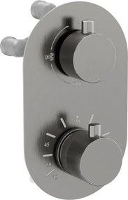 Mexen Kai termostatyczna bateria wannowo-prysznicowa 3-wyjściowa,  gun gray szczotkowany - 77602-66