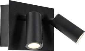 Lampka ścienna zewnętrzna czarna z LED 2-punktowy czujnik ruchu - Simon