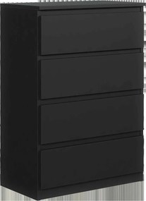 Komoda NUDO - Czarny / Front Czarny / Mat / 70 cm / 4 szuflady