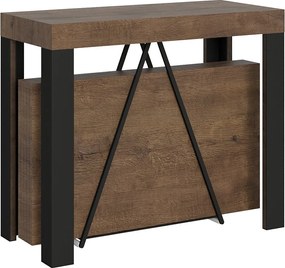 Konsola rozkładana 90x40/196 cm Tarax Small orzech rama w kolorze antracytu