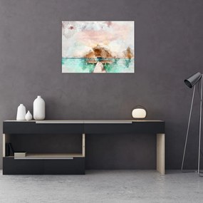 Obraz - Malediwy, drewniane molo (70x50 cm)