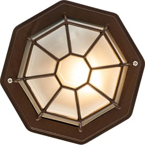 Rustykalna lampa sufitowa rdzawo brązowa 21,3 cm IP44 - Bri