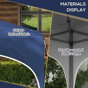 Outsunny Składany Pawilon, regulowany wysokość, Metalowe słupy, wytrzymała plandeka, w zestawie torba na ramię, 2,95 x 2,95 x 2,55m, Granatowy