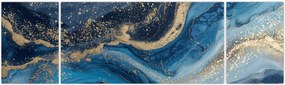 Obraz - Abstrakcyjny niebiesko-złoty marmur (170x50 cm)