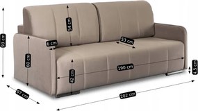 Sofa Rozkładana z Funkcją Spania IBIZA Dwuosobowa Beżowa Nowoczesna do Salonu