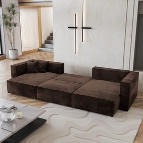 Masseno Narożnik SARMO z funkcją spania i pojemnikiem na pościel Narozniki U, Rozkładana sofa - Brązowy, MONOLITH 29