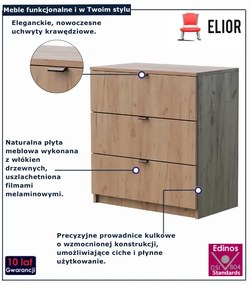 Komoda na ubrania z szufladami dąb craft M7-D78