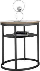Dwupoziomowy stolik kawowy loft dąb lancelot + czarny K9-F99