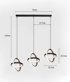 Lampa geometryczna LED klosz wisząca sufitowa AT54-3SL-Black
