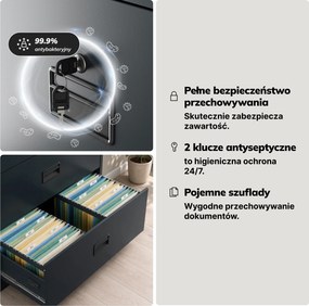 Szafa kartotekowa metalowa z 4 szufladami antracytowa, 900x1320x600 mm: SARA XL V4