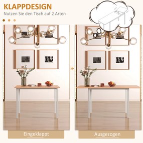 HOMCOM Stół jadalny rozkładany dla 6 osób składany kuchenny brązowo biały nowoczesny | Aosom PL