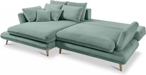 Narożnik MONTE Lewostronny z funkcją spania, pojemnikiem i poduszkami, Sorriso 08 Miętowy WERSAL