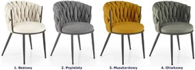 Musztardowe krzesło tapicerowane w stylu modern glam - Dibler