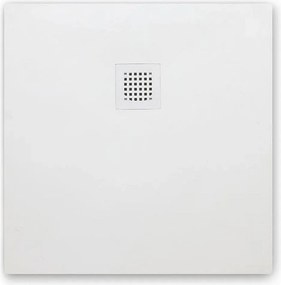 Brodzik kwadratowy "Milano" cienki biały z żywicy imitującej kamień, antypoślizgowy, 70x70h cm